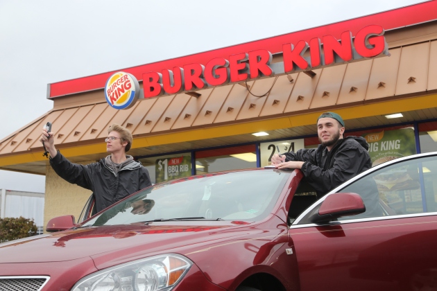 We took a pit stop at a BK. Kevin and Bryan take notes on current conditions before heading further south.